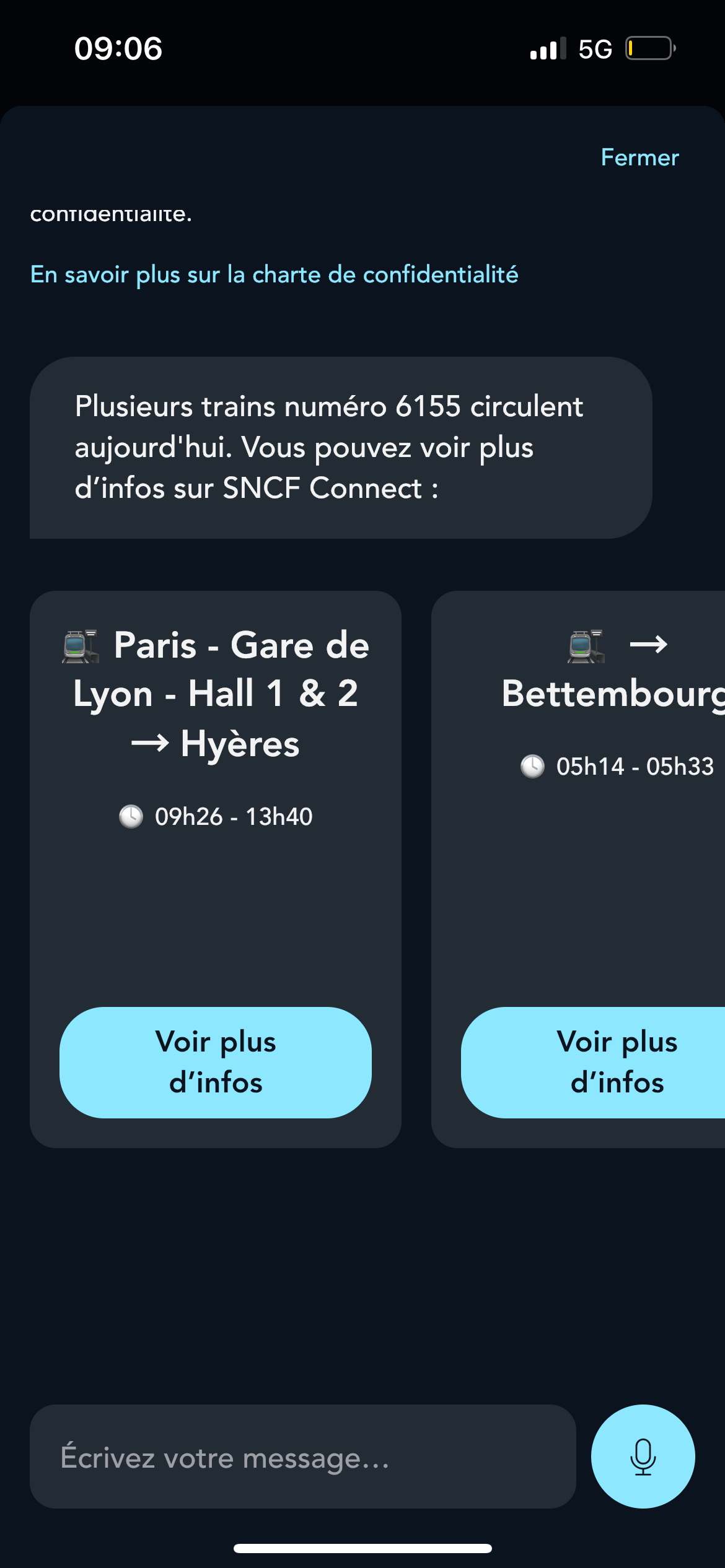 Sélection train via recherche par numéro